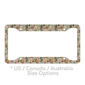 Cottagecore Floral License Plate Frame: Green Flower Meadow Car Decor