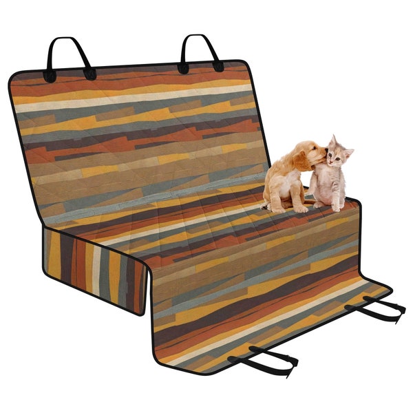 Boho Ethnic Stripes Pet Seat Cover for Car, Earthy Car Bench Seat Cover, Brown Mustard Back Seat Cover, Dog Seat Cover, Car Seat Protector