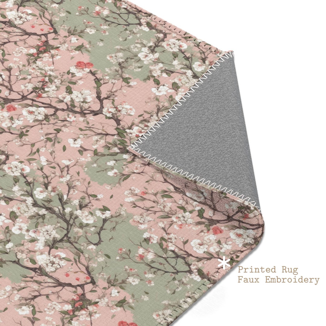 Sakura Rug Sakura Sky Rug, Floral Area Rug, Cottagecore Floor Mat, Nursery Rug ...