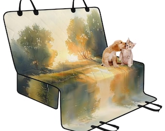 Golden River Forest Pet Seat Cover for Car, Dog Car Seat Covers for Vehicles, Landscape Art Car Accessories Boho, Cute Car Decor