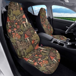 Meadow Mushroom Car Seat Cover Set: Cottagecore Vehicle Decor Accessories