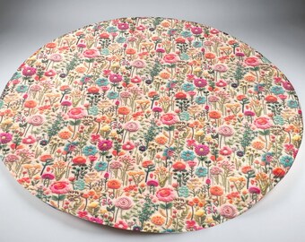 Rainbow Flower Meadow Round Floor Mat, Colorful Wildflower Rug