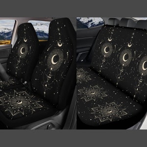 Boho Moon Car Seat Cover Witchy, Boho Celestial Seat Covers for Vehicle, Esoteric Black Seat Cover for Car, Mystical Astrology Seat Cover