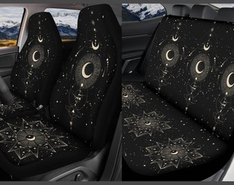 Boho Moon Car Seat Cover for Vehicle, Celestial Car Decor Astrology, Mystical Esoteric Design