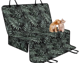 Fern Pet Seat Cover for Car, Dark Green Dog Car Seat Covers for Vehicles, Car Accessories Boho, Cute Car Decor Botanical
