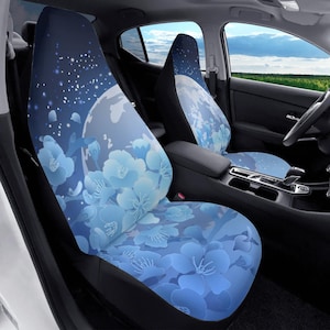 Cherry Blossom Full Moon Car Seat Cover Set: Lunar Sakura Anime Design