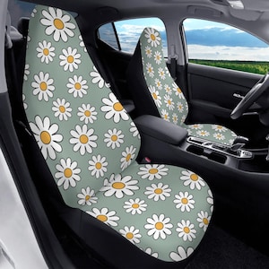 Daisy Sage Floral Car Seat Cover Set Cottagecore Style