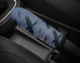 Raven Sky Handbrake Cover, Goth Car Decor Crow, Gothic Car Accessories