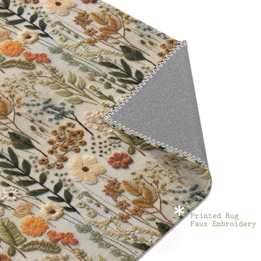 Cottagecore Flower Meadow Rug, Floral Area Rug, Cottagecore Floor Mat