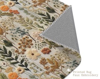 Cottagecore bloemenweidetapijt, tapijt met bloemen, cottagecore vloermat, kinderkamer woonkamer slaapkamer keuken tapijt cadeau huis, namaakborduurwerk
