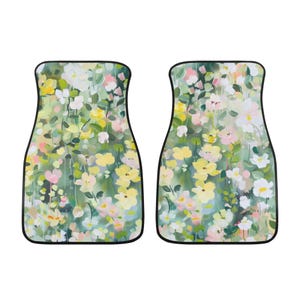 Green Spring Car Mats Boho Floral Cottagecore Car Floor Mats for Women Nature Aesthetic Car Decor Gift for Her