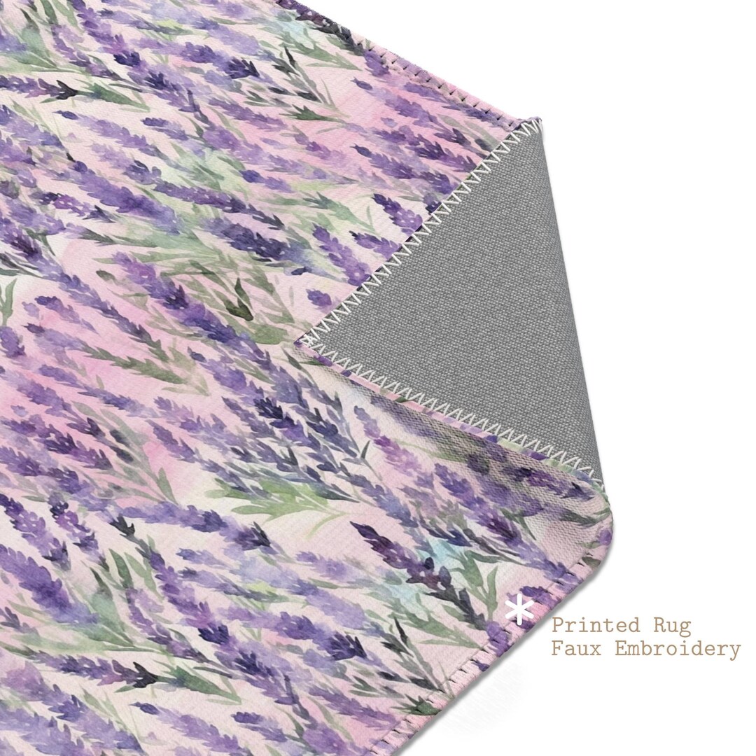 Lavender Rug Pattern Lavender Fields Rug, Floral Area Rug, Cottagecore Floor Mat, Nursery ...