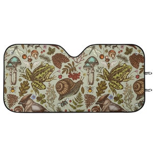 Enchanted Woodland Windshield SunShade, Cute Sunshade for Car Mushroom, Witchy Sun Visor for Car Windshield, Aesthetic Car Decor Gift