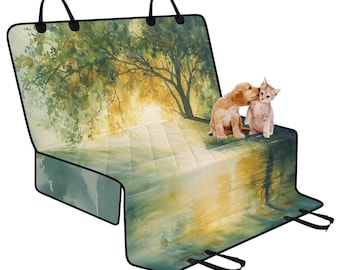 Radiant stillness Pet Seat Cover for Car, Dog Car Seat Covers for Vehicles, Forest Landscape Art Car Accessories Boho, Cute Car Decor