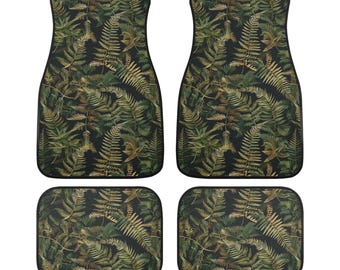 Earthy Fern Car Floor Mats, Green Car Mats Botanical, Boho Car Decor, Cute Car Accessories