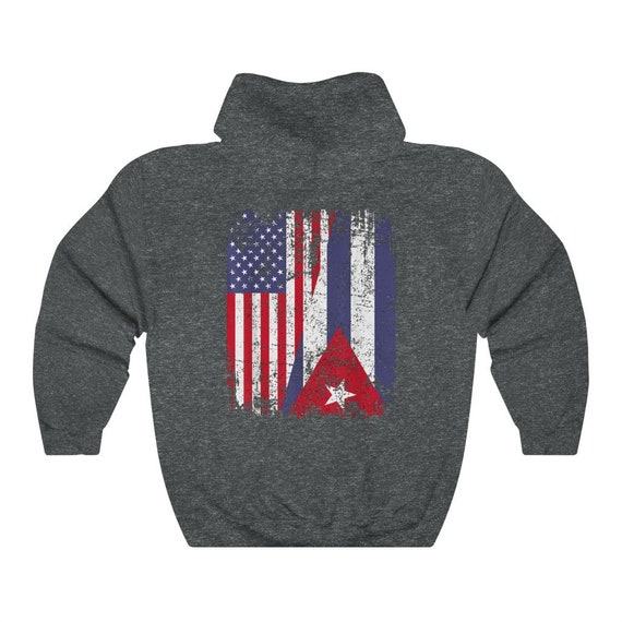 Cuba Hoodie with Vintage Cuban Flag Sports Design - Adult (Unisex