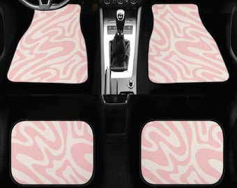 Pink Retro Car Mats, Groovy Swirl Floor Mat for Vehicle, Y2K Car Decor Accessories Girly
