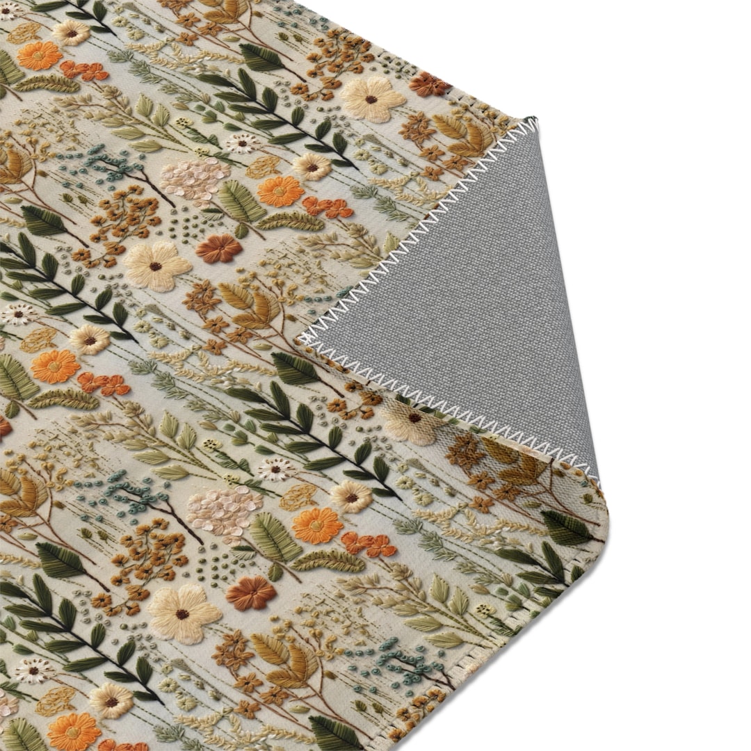 Cottagecore Flower Meadow Rug, Floral Area Rug, Cottagecore Floor Mat