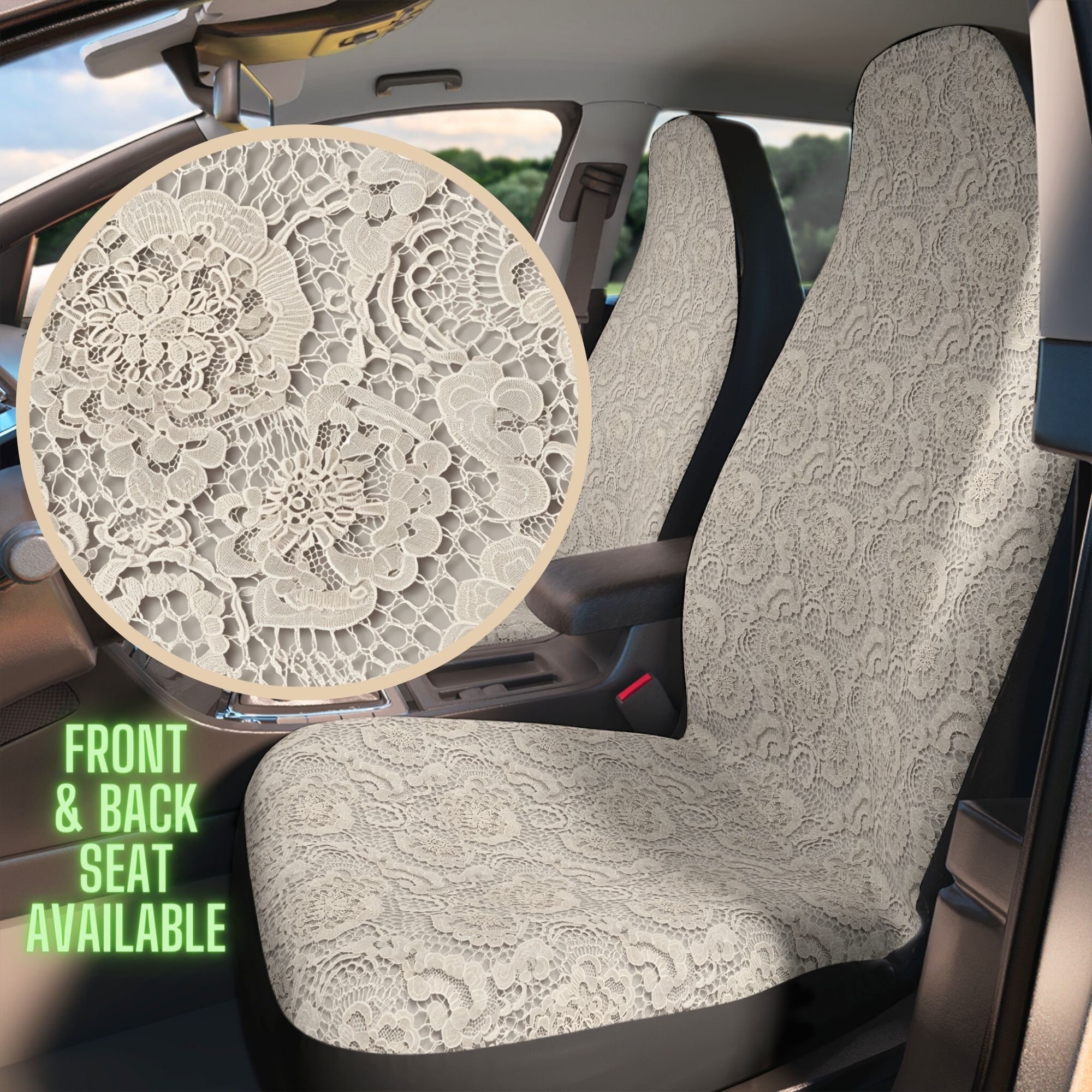 Beige Lace Pattern Seat Cover for Car Feminine Car Seat Cover for Vehicle Full Set Seat Covers for Women Printed Faux Lace Etsy