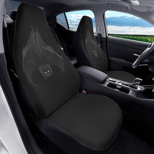 Capa completa para assento de carro com estampa de morcego, capas de assento com olhos de morcego para carros góticos, capa escura para assento de carro, decoração de carros góticos antigos, morcegos a bordo