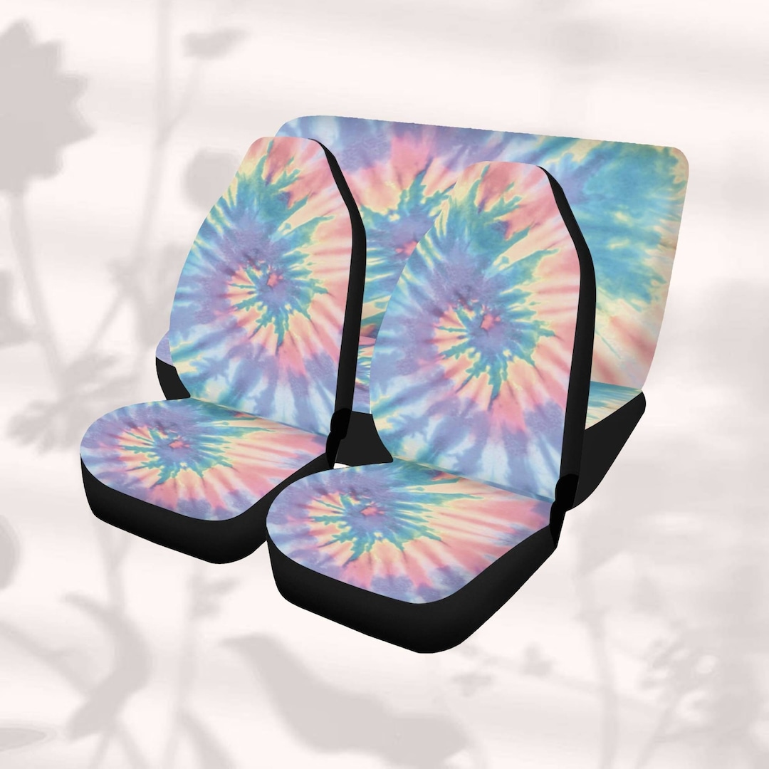 Tie Dye Car Seat Cover Full Set, Pink Blue Car Seat Covers for Women