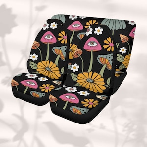 Funda para asiento de coche con diseño de seta magenta: accesorios de decoración retro cottagecore