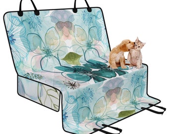 Boho Flower Car Bench Seat Cover, Blue Back Seat Cover, Dog Seat Cover, Pet Seat Cover, Car Seat Covers Protector, Seat Cover for Car Decor