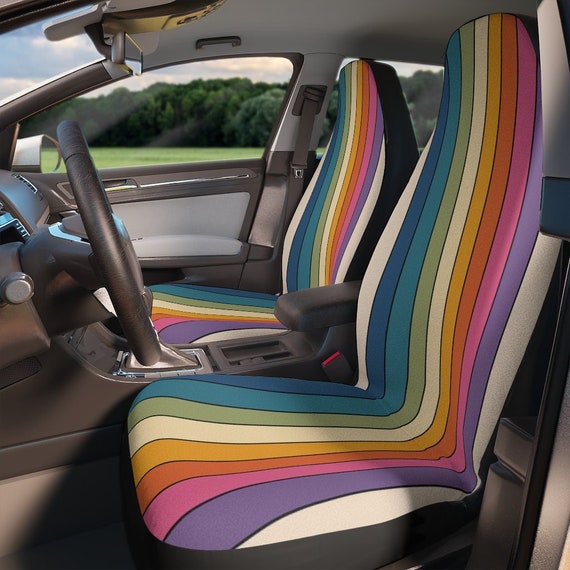 Retro Regenbogen Autositzbezug für Frauen Full Set niedlich, bunt