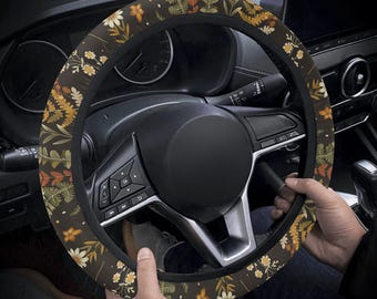 Earthy Cottagecore Steering Wheel Cover, Earth Tone Car Accessories for Women, Boho Car Decor Gift