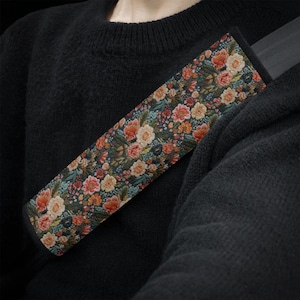 Cottagecore Garden Seat Belt Cover Boho Floral Seat Belt Cover Wildflower Car Seat Belt Pad Unique Gift Cute Seatbelt Pad Faux Embroidery