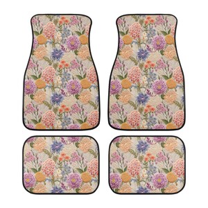 Hortensien Auto Matte, Boho Blumen Auto Bodenmatte, Auto Fußmatten für Frauen, Cottagecore Blumen Auto Fußmatten Ästhetisches Auto Dekor, Faux Stickerei