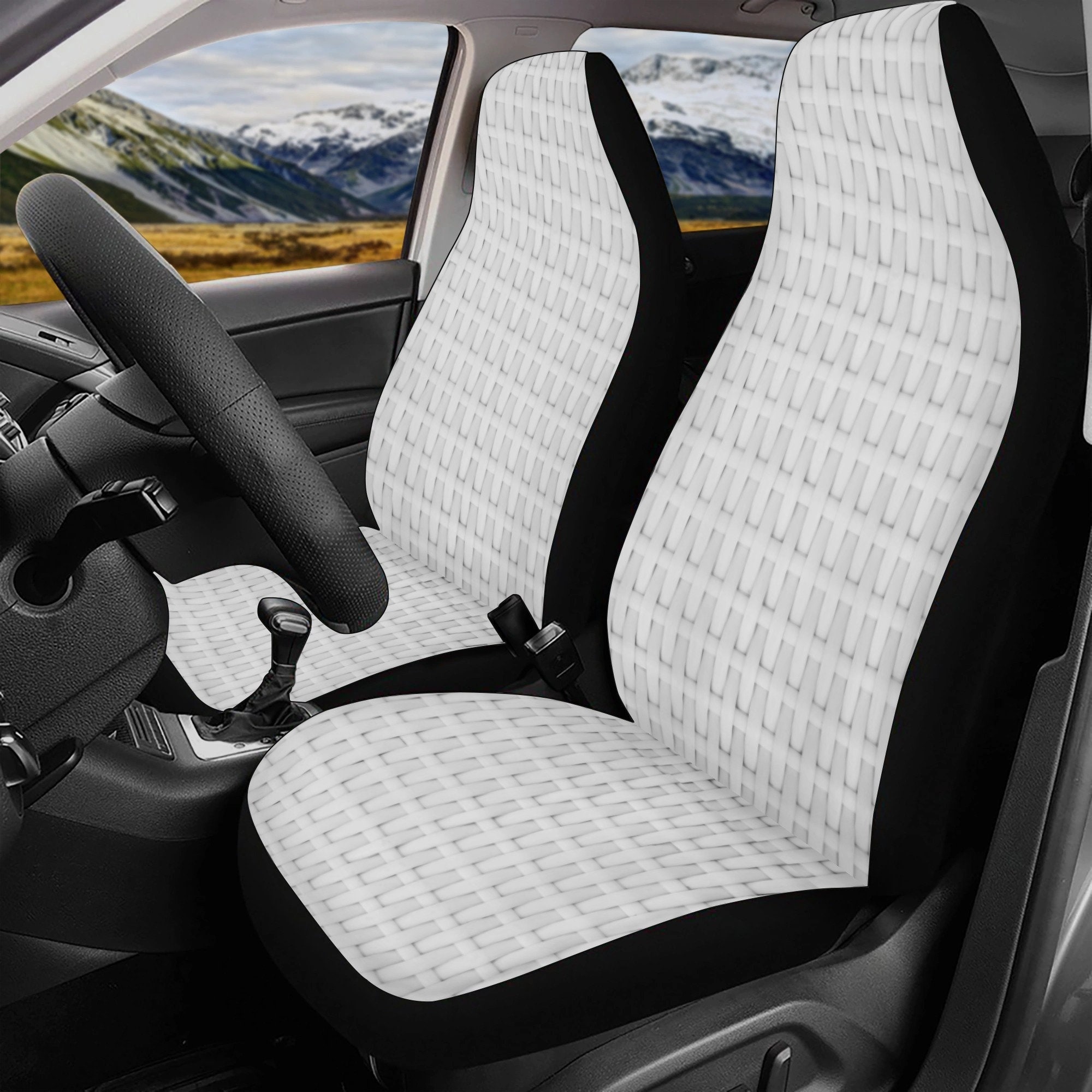 White Seat Cover for Car Full Set Minimalist Car Seat Covers for