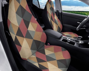 Boho Ethnic Car Seat Cover Full Set, Earthy Car Seat Covers, Geometric Brown Seat Cover for Vehicle, Car Cover for Seat, Aesthetic Car Decor