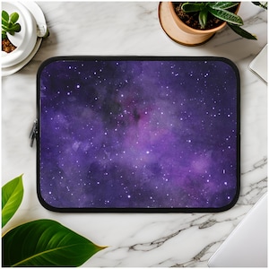 Purple Galaxy Laptop Sleeve Padded Celestial MacBook Case Cute Computer Case iPad Sleeve Tablet Purple Laptop Travel Case Neoprene