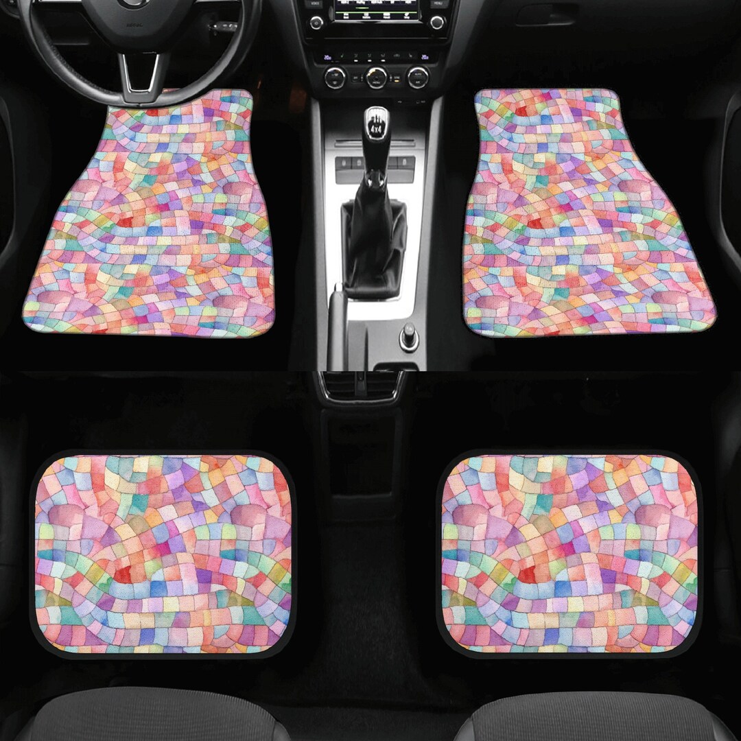 Pastel Rainbow Mosaic Car Mat Colorful Car Floor Mat Fun Car Etsy