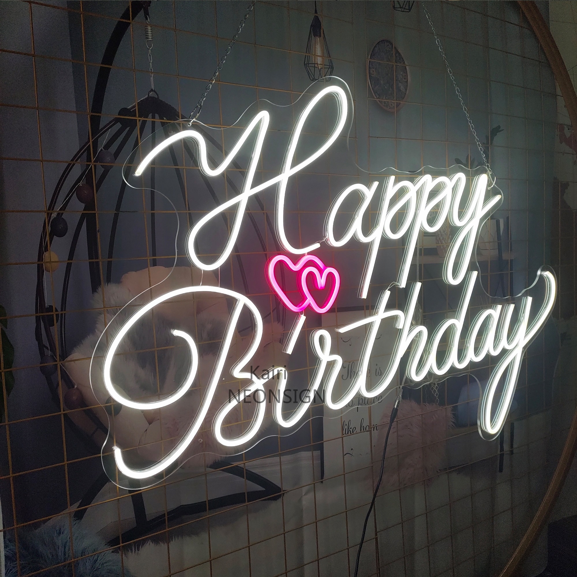 Custom Neon Sign Happy Birthday Neon Sign Acrylic Flex Led Etsy
