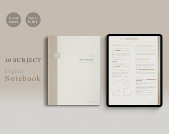 Digital Notebook - Cream Beige Color, GoodNotes Notability, Cornell Dot Grid Lined Study Template, Minimalist Neutral Student iPad Planner