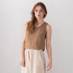 Sleeveless Linen Blouse with Button Back Closure and Relaxed Fit image 7