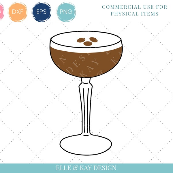 SVG for cocktail sign espresso Martini SVG - Martini SVG for Cocktail bar Vector Cut File