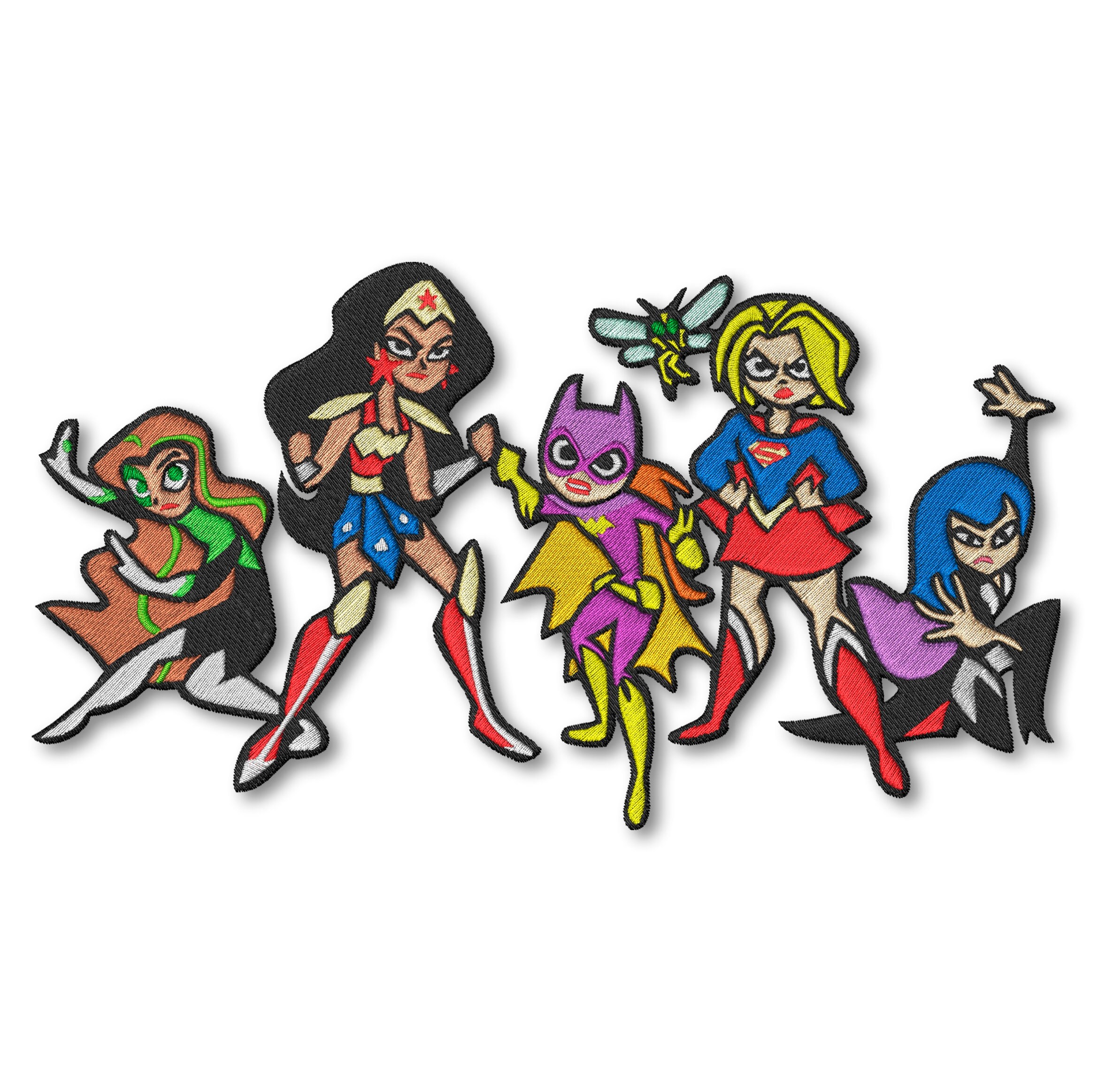 superhero girls Embroidery Designs Machine Instant Digital Download Pes Hus File