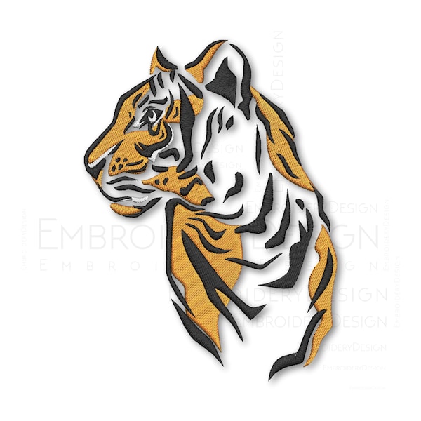 Tiger Embroidery Designs Sketch Machine Instant Digital Download Pes Hus File
