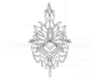 Lotus Mandala Fleur Broderie Designs Machine Instant Digital Télécharger Pes Hus Fichier