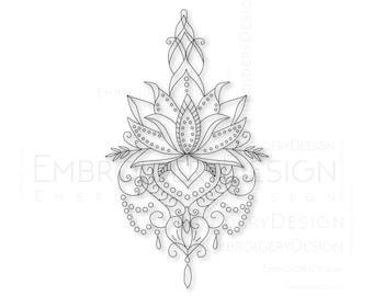 Lotus Mandala Flower Embroidery Designs Machine Instant Digital Download Pes Hus File