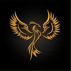 Phoenix bird Embroidery Designs Sketch Machine Instant Digital Download Pes Hus File