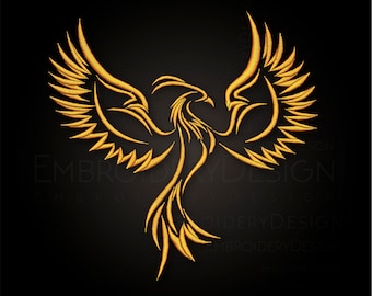 Phoenix bird Embroidery Designs Sketch Machine Instant Digital Download Pes Hus File