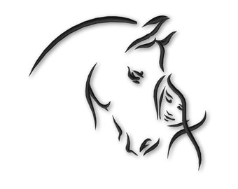 The girl and horse Embroidery Designs Sketch Machine Instant Digital Download Pes Hus File