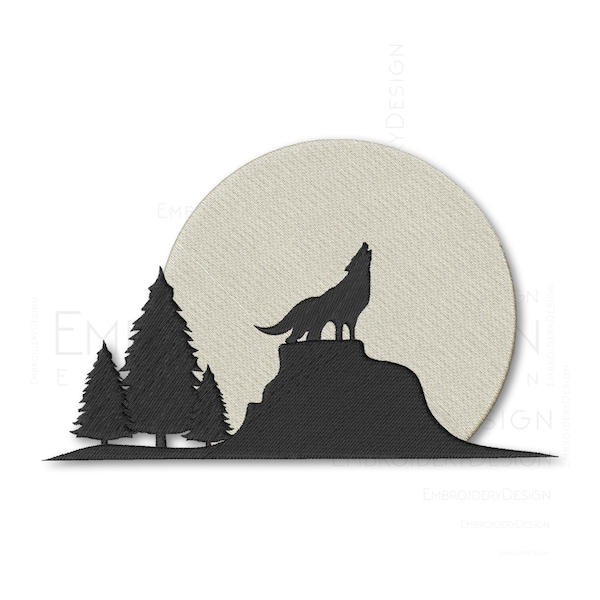 Wolf Moon Embroidery Designs Machine Instant Digital Download Pes Hus File