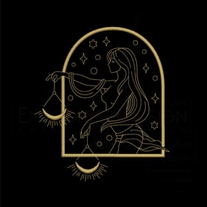 Zodiak Kobieta Waga Haft Projekty Maszyna Natychmiastowe Pobieranie Cyfrowe Pes Hus Plik