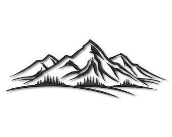 Mountains Embroidery Designs Sketch Machine Instant Digital Download Pes Hus File