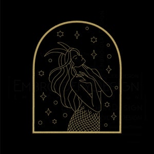 星座の女性山羊座刺繍デザインマシンインスタントデジタルダウンロードPes Husファイル